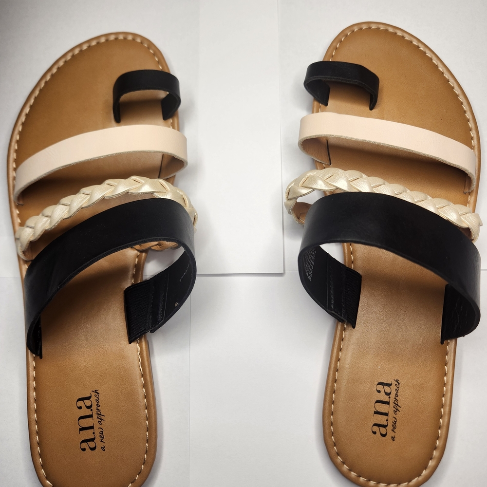 NWOT - a.n.a Black and Cream Minimalist Sandals Size 9